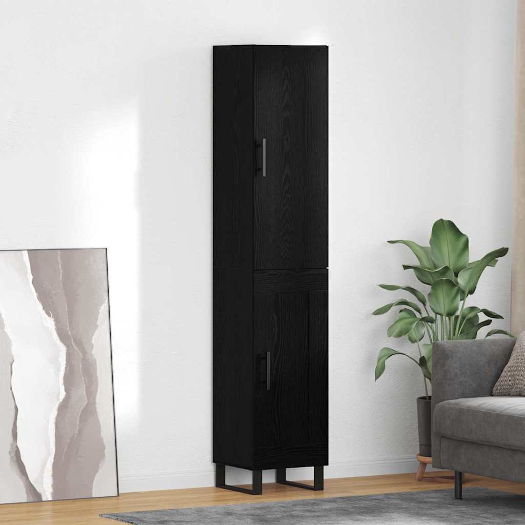 Bufet Stejar Negru 34,5 x 34 x 180 cm Lemn compozit — imaginea 2