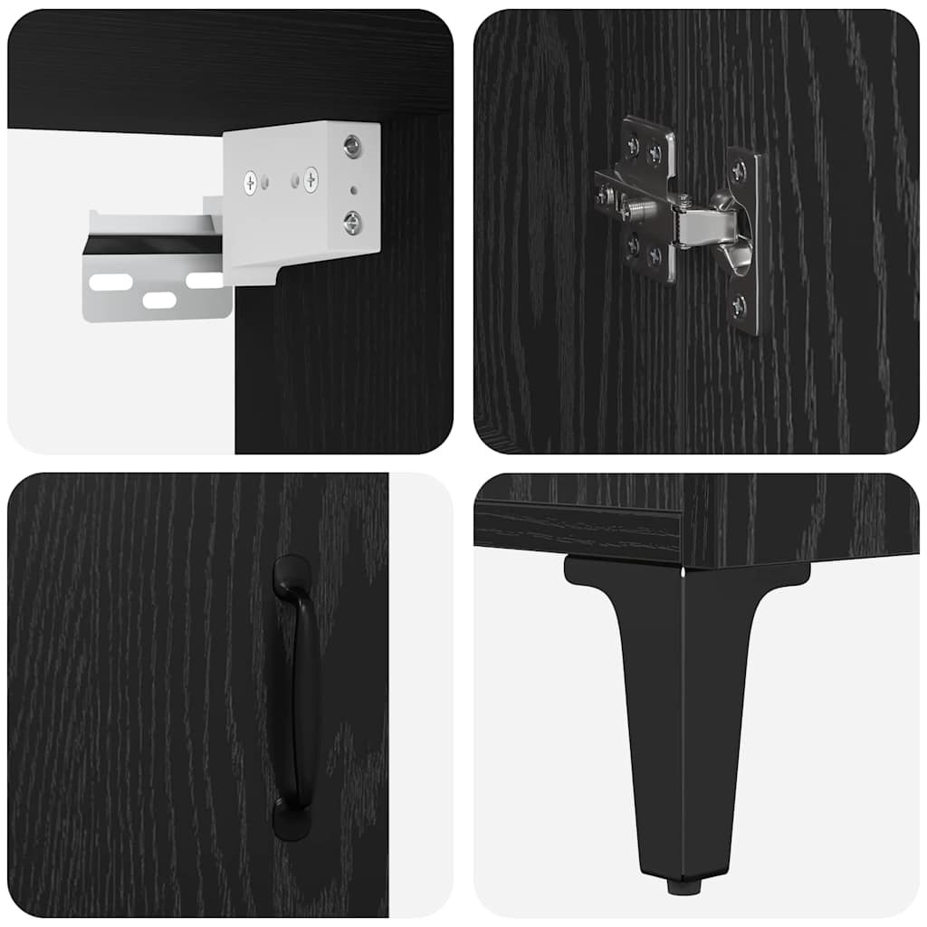 Bufet Stejar negru 69.5 x 32.5 x 180 cm Lemn compozit — imaginea 9