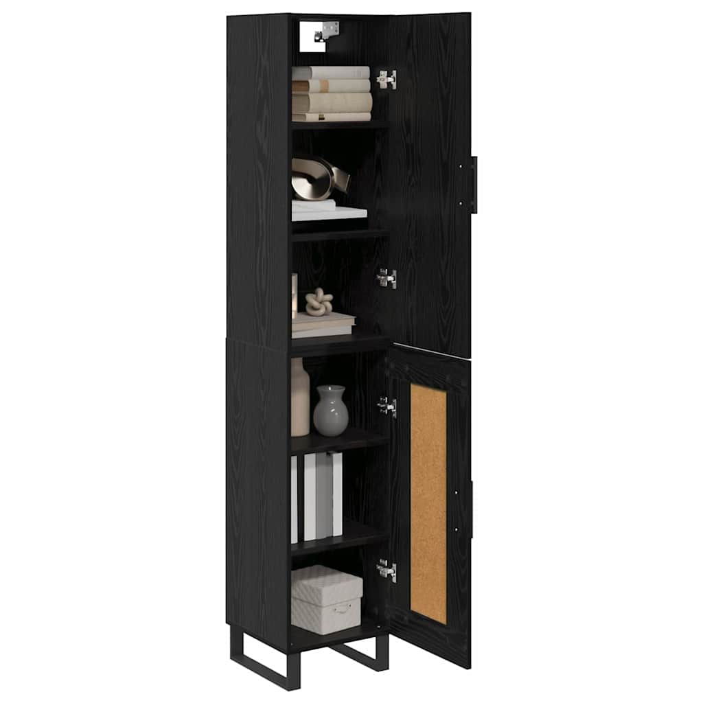 Bufet Stejar Negru 34,5 x 34 x 180 cm Lemn compozit — imaginea 4