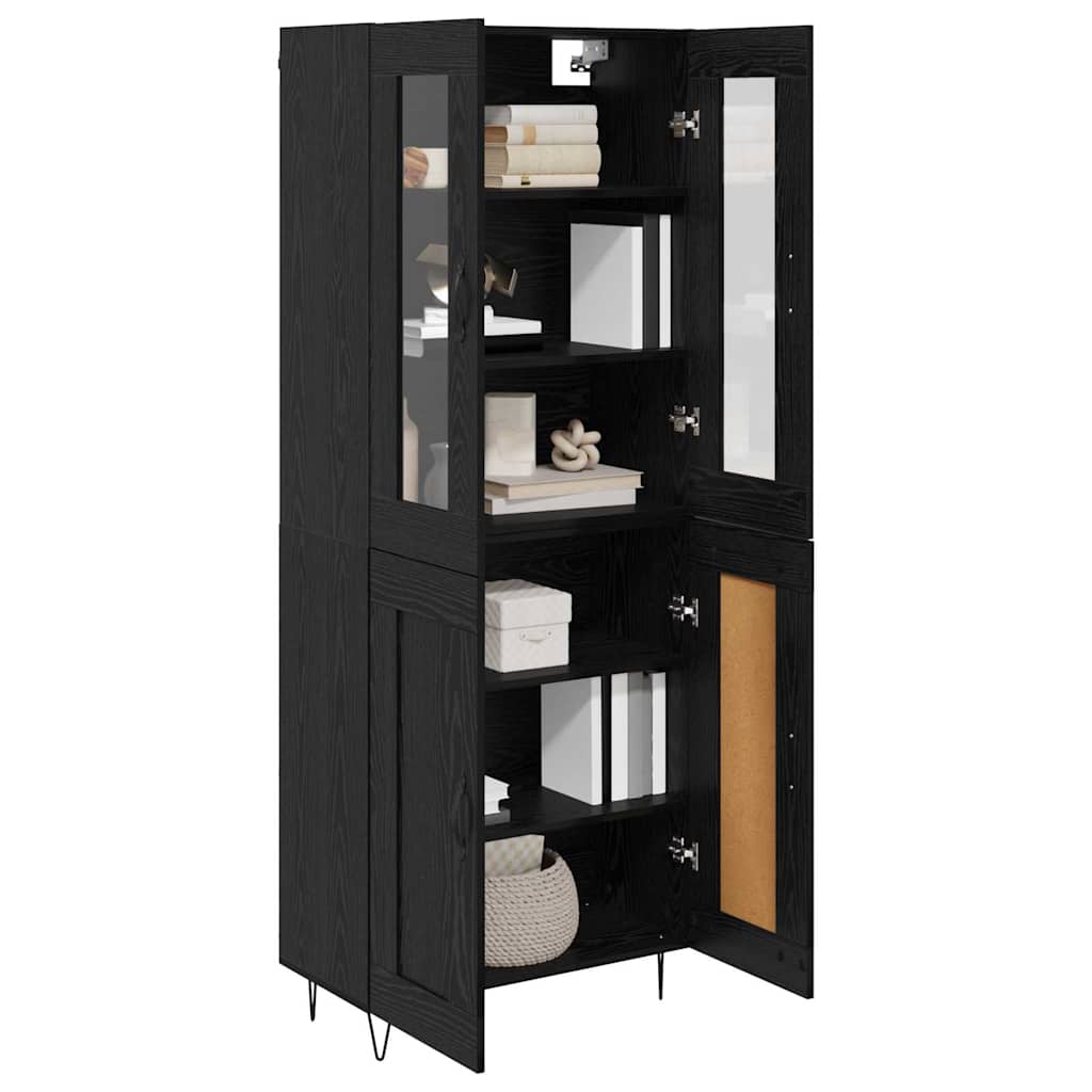 Bufet Stejar Negru 69,5 x 34 x 180 cm Lemn compozit — imaginea 4