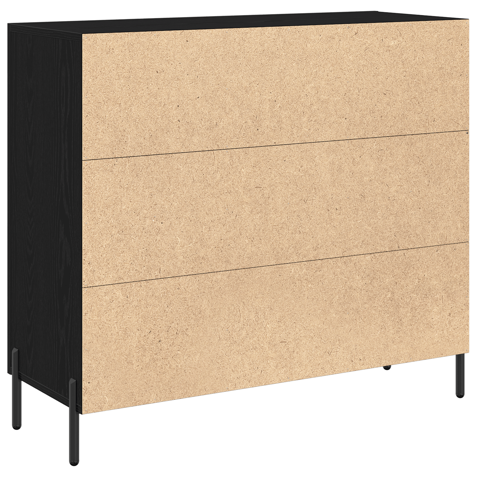 Bufet Stejar Negru 90x34x80 cm Fabricat din Lemn Prelucrat — imaginea 5