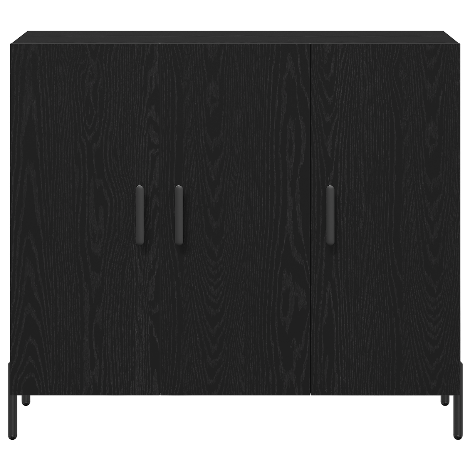 Bufet Stejar Negru 90x34x80 cm Fabricat din Lemn Prelucrat — imaginea 6