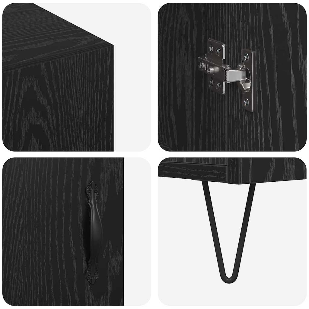 Bufet Stejar negru 90 x 34 x 80 cm Lemn compozit — imaginea 9