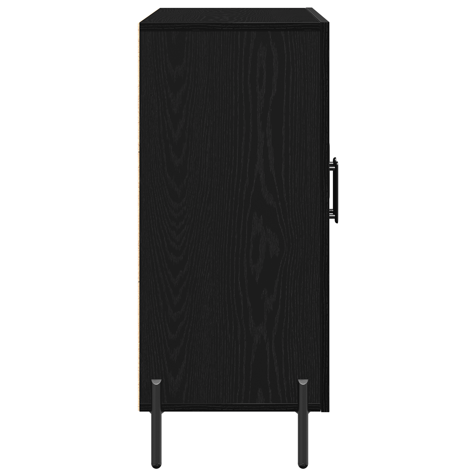 Bufet Stejar Negru 90x34x80 cm Fabricat din Lemn Prelucrat — imaginea 7