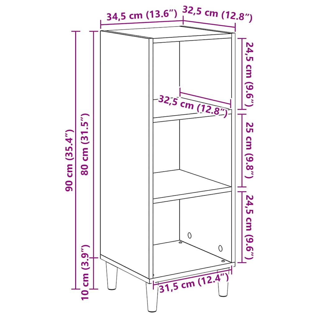 Bufet Stejar negru 32.5 x 34.5 x 90 cm Lemn compozit — imaginea 10