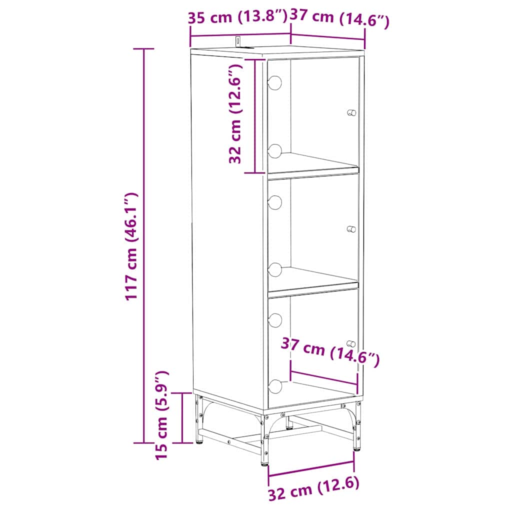 Bufet Stejar negru 35 x 37 x 117 cm Lemn compozit — imaginea 12