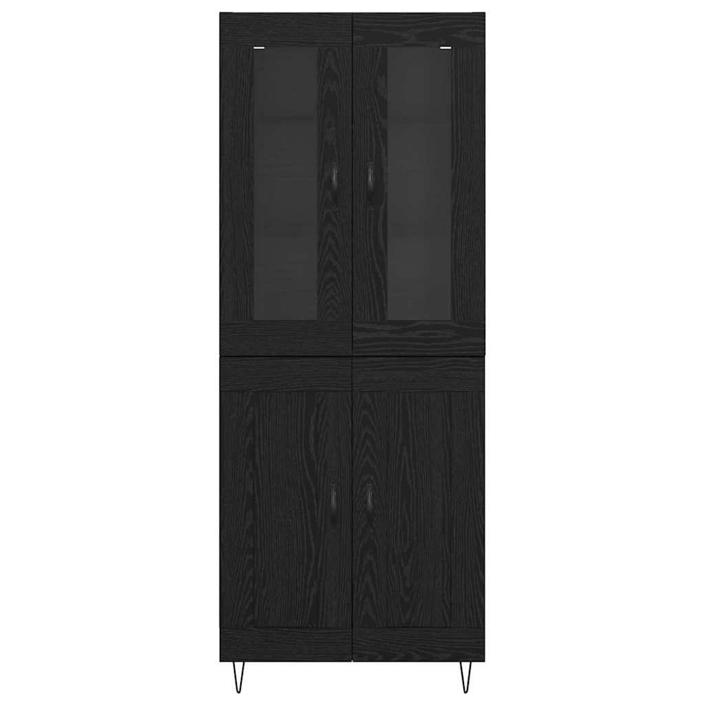 Bufet Stejar Negru 69,5 x 34 x 180 cm Lemn compozit — imaginea 9