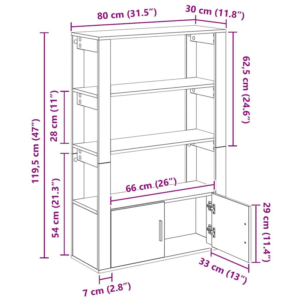 Bufet Stejar negru 30 x 80 x 119.5 cm Lemn compozit — imaginea 12