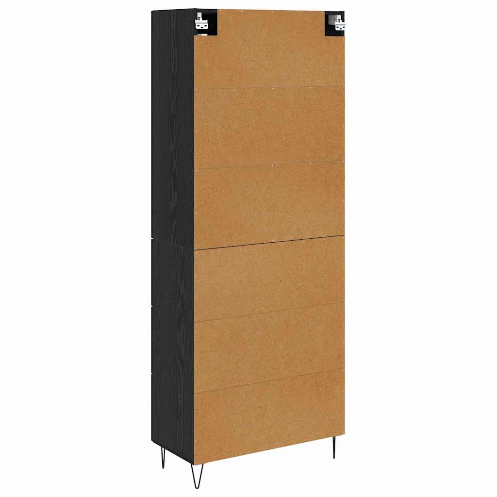 Bufet Stejar Negru 69,5 x 34 x 180 cm Lemn compozit — imaginea 11