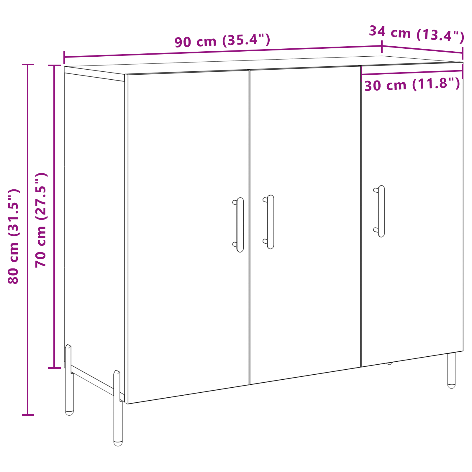 Bufet Stejar Negru 90x34x80 cm Fabricat din Lemn Prelucrat — imaginea 12