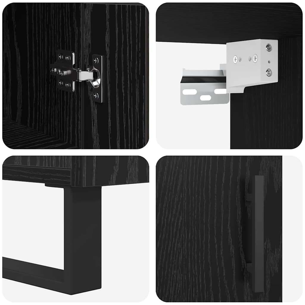 Bufet Stejar Negru 34,5 x 34 x 180 cm Lemn compozit — imaginea 12