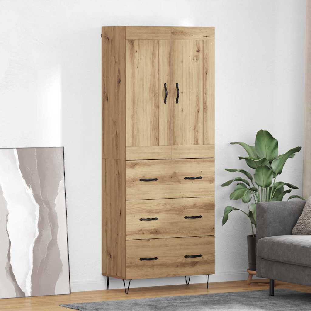 Bufet Stejar Artizanal 69,5 x 34 x 180 cm Lemn compozit — imaginea 2