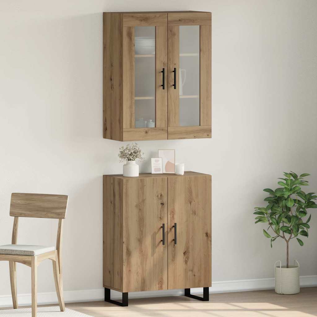 Bufet stejar artizanal Set de doua piese Lemn compozit — imaginea 2