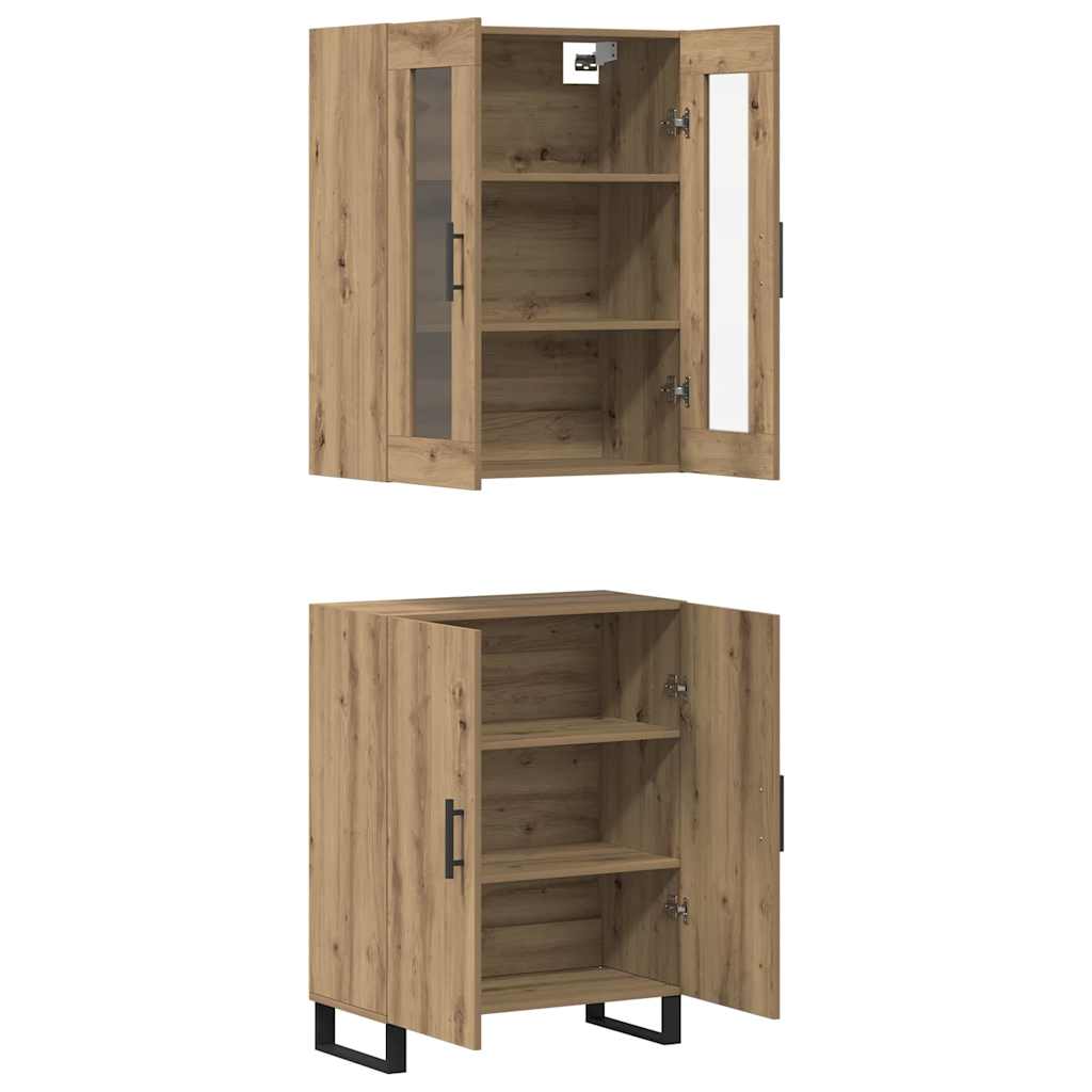 Bufet stejar artizanal Set de doua piese Lemn compozit — imaginea 5