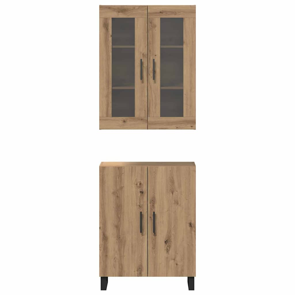 Bufet stejar artizanal Set de doua piese Lemn compozit — imaginea 6