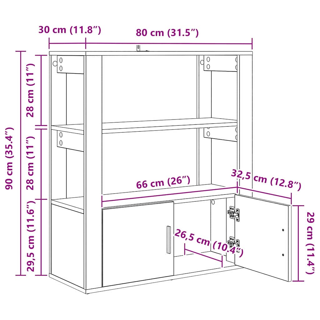 Bufet stejar artizanal 30 x 80 x 90 cm Lemn compozit — imaginea 12