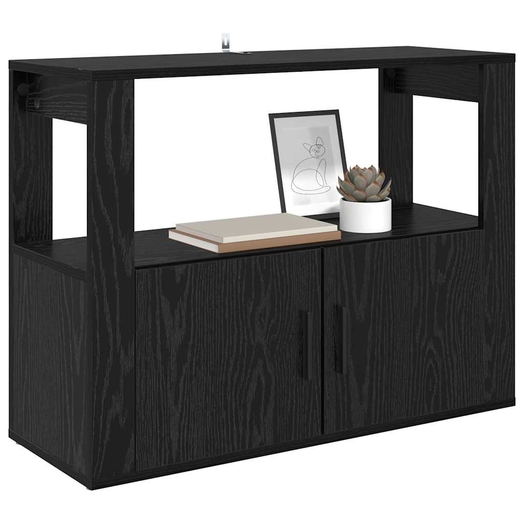 Bufet Stejar negru 80 x 30 x 60 cm Lemn compozit — imaginea 3