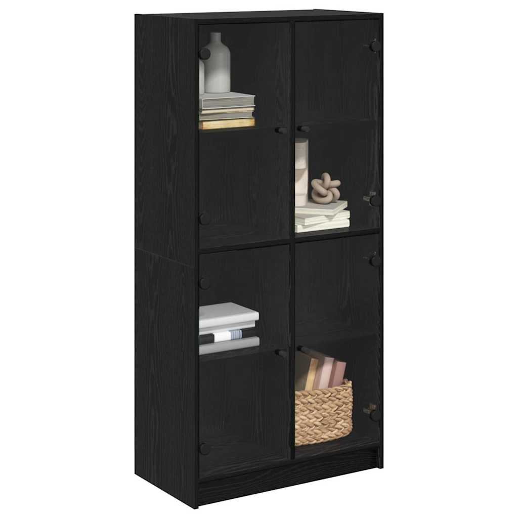 Bufet Stejar Negru 68 x 37 x 142 cm Lemn compozit — imaginea 4