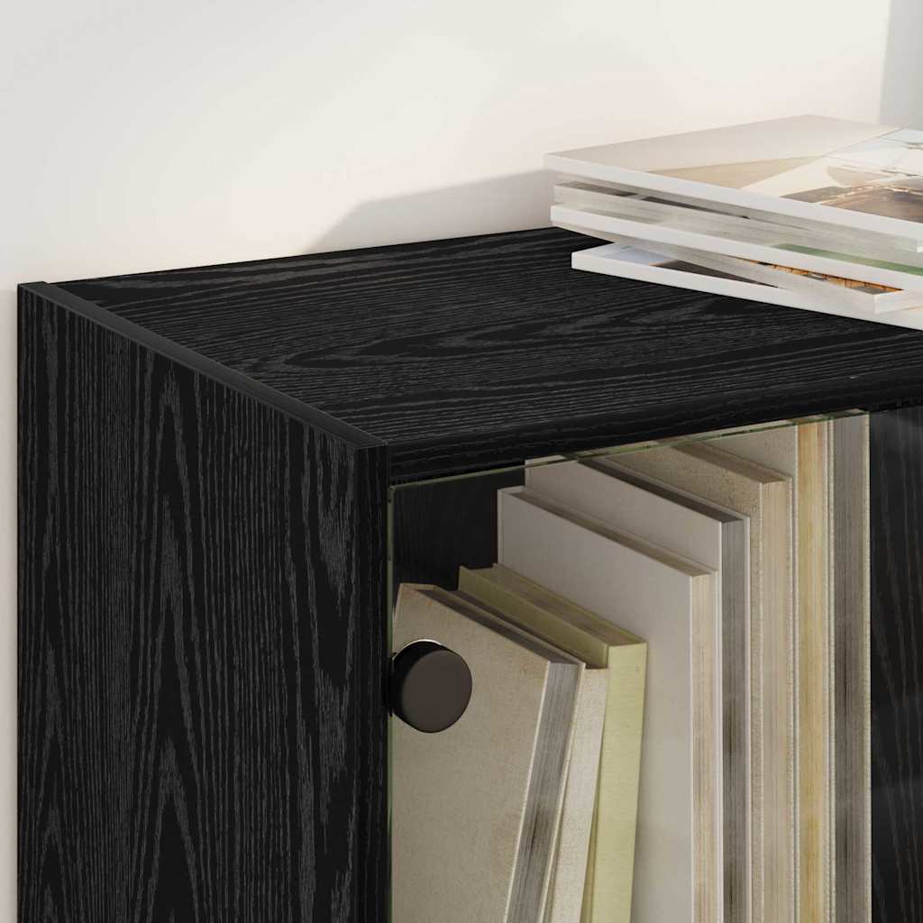 Bufet Stejar Negru 68 x 37 x 142 cm Lemn compozit — imaginea 5