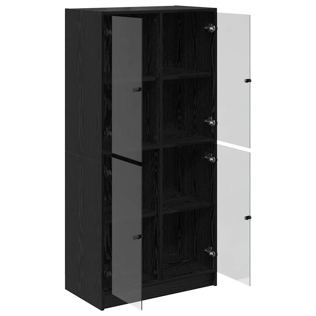 Bufet Stejar Negru 68 x 37 x 142 cm Lemn compozit — imaginea 6