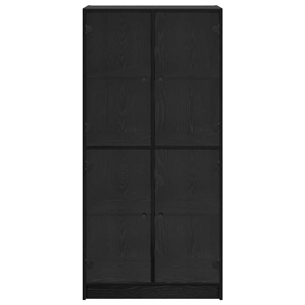 Bufet Stejar Negru 68 x 37 x 142 cm Lemn compozit — imaginea 7