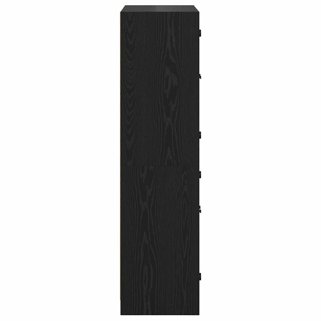 Bufet Stejar Negru 68 x 37 x 142 cm Lemn compozit — imaginea 8