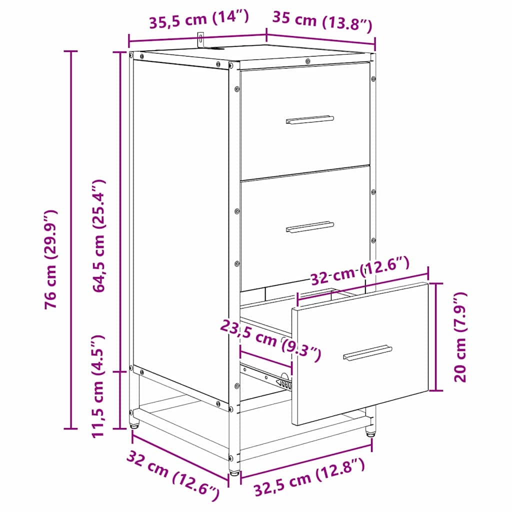 Bufet stejar artizanal 35.5 x 35 x 76 cm Lemn compozit — imaginea 12