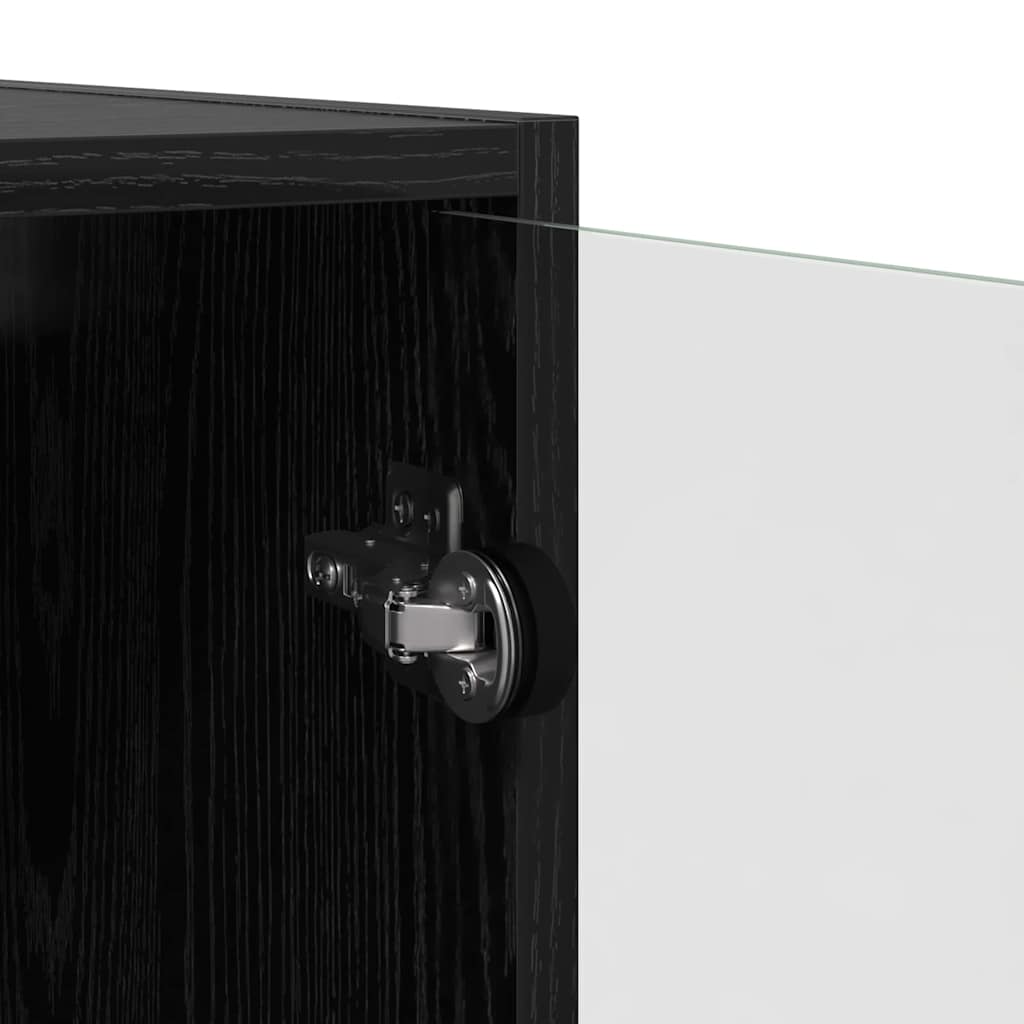 Bufet Stejar Negru 68 x 37 x 142 cm Lemn compozit — imaginea 10
