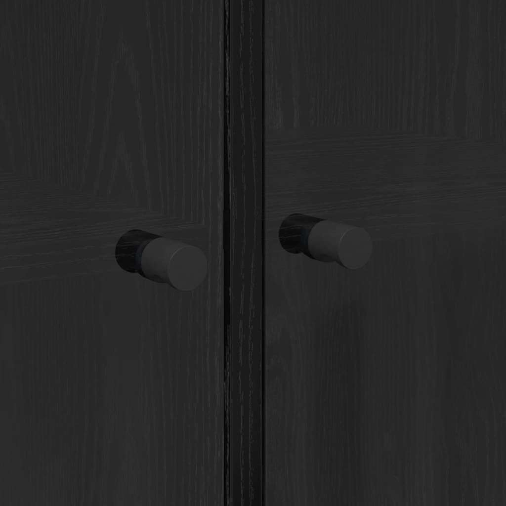 Bufet Stejar Negru 68 x 37 x 142 cm Lemn compozit — imaginea 11