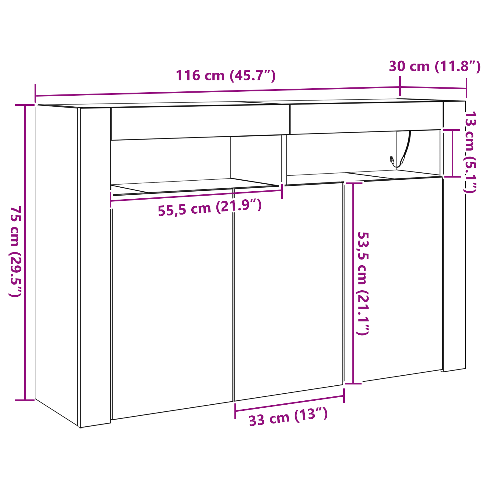 bufet Stejar Artisan Lemn Ingineresc 116 x 30 x 75 cm Bufet — imaginea 13