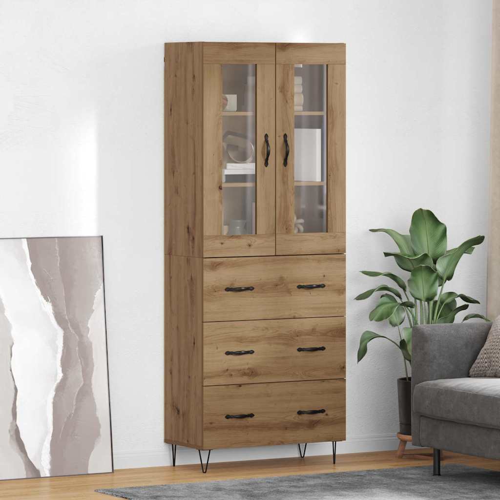 Bufet Stejar Artizanal 69,5 x 34 x 180 cm Lemn compozit — imaginea 2