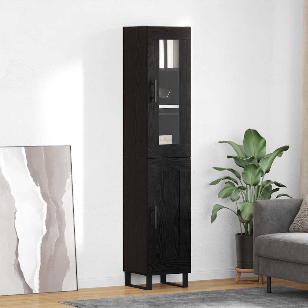 Bufet Stejar Negru 69,5 x 34 x 180 cm Lemn compozit — imaginea 2