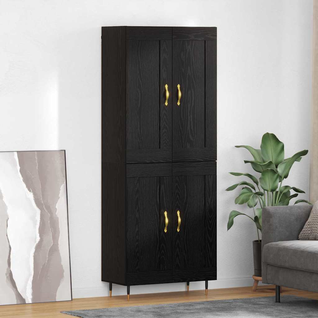 Bufet Stejar Negru 69,5 x 34 x 180 cm Lemn compozit — imaginea 2