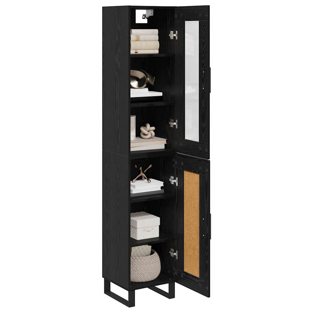 Bufet Stejar Negru 69,5 x 34 x 180 cm Lemn compozit — imaginea 4