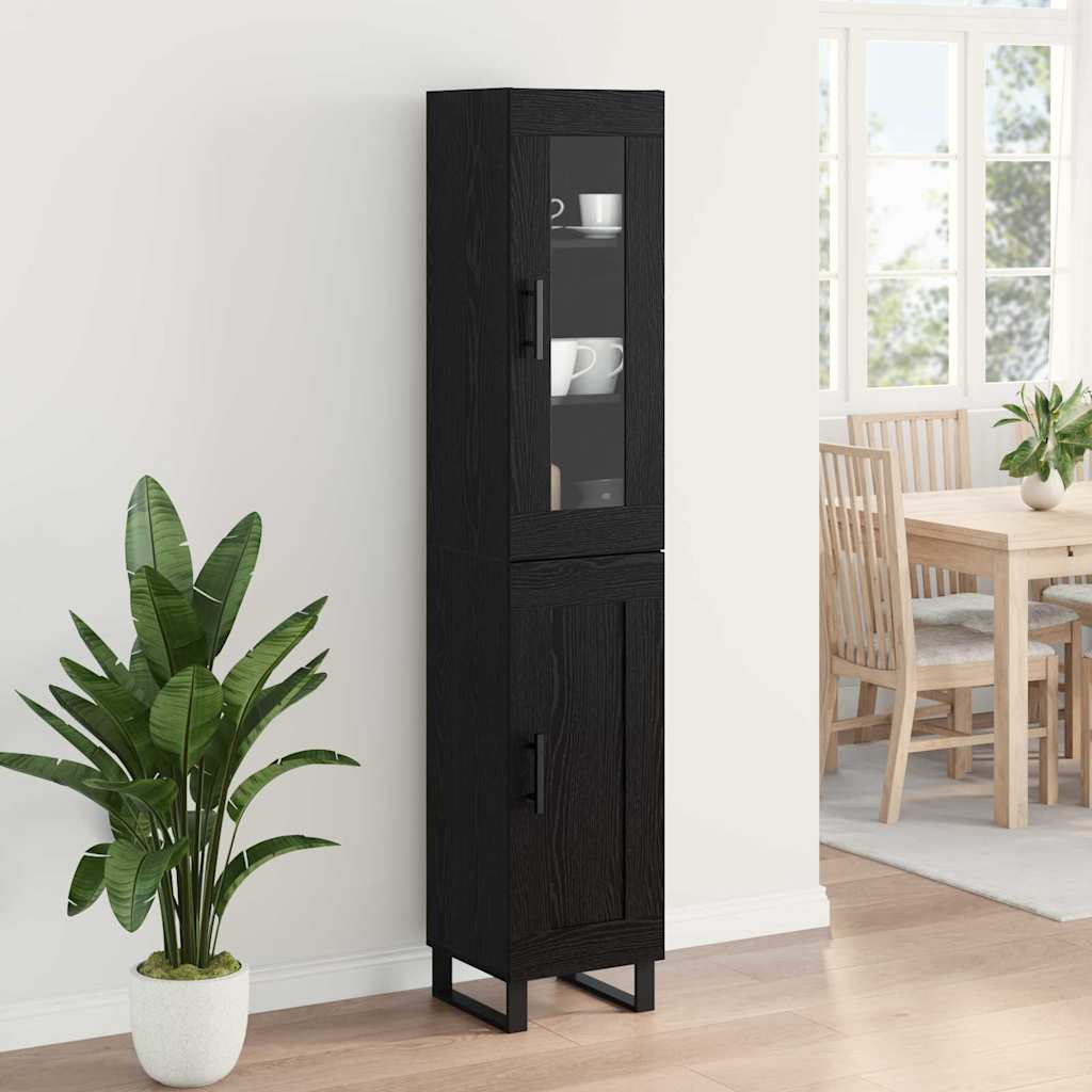 Bufet Stejar Negru 69,5 x 34 x 180 cm Lemn compozit — imaginea 5