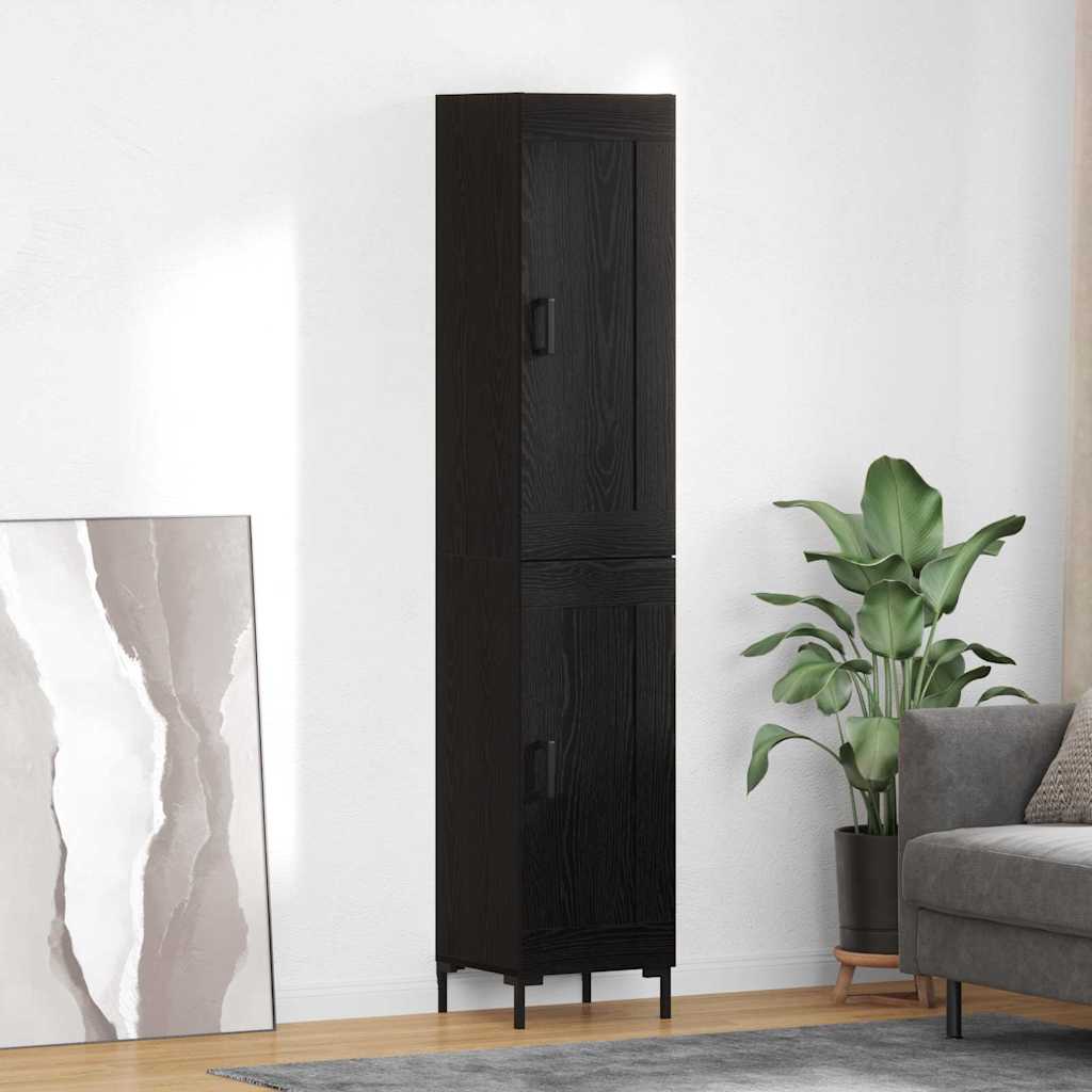 Bufet Stejar Negru 34,5 x 34 x 180 cm Lemn compozit — imaginea 2