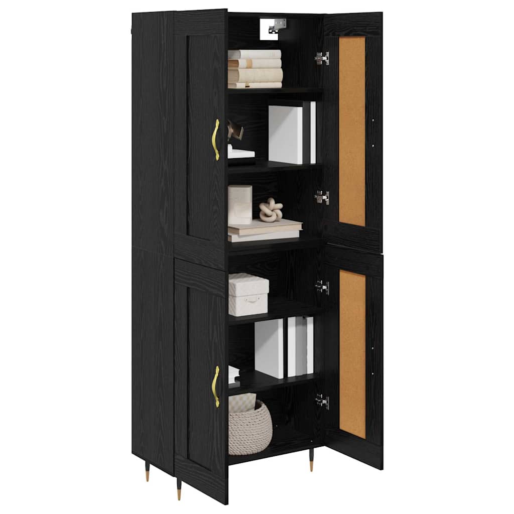 Bufet Stejar Negru 69,5 x 34 x 180 cm Lemn compozit — imaginea 4