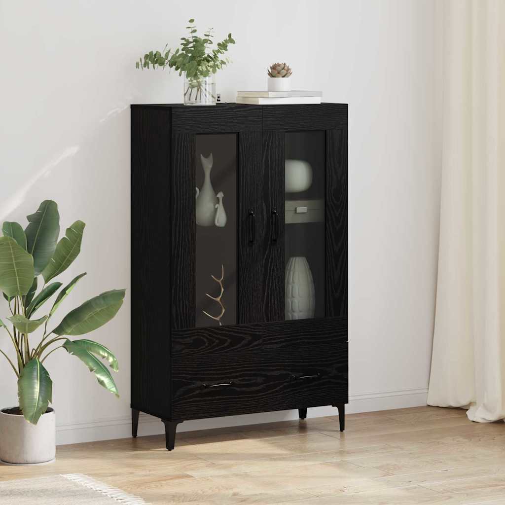 Bufet Stejar Negru 70 x 31 x 115 cm Lemn Ingineresc si Fier — imaginea 2