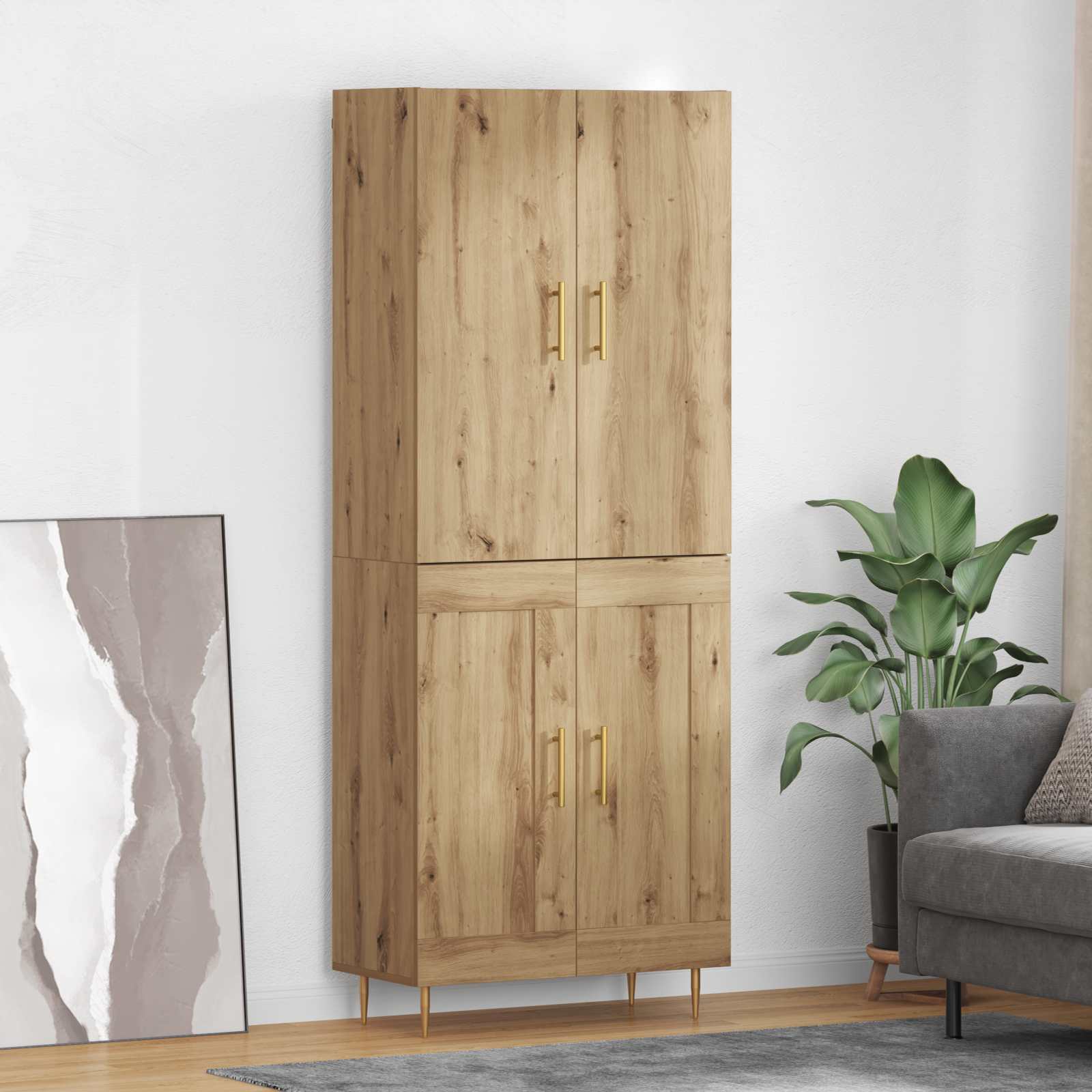 Bufet Stejar Artizanal 69,5 x 34 x 180 cm Lemn compozit — imaginea 2