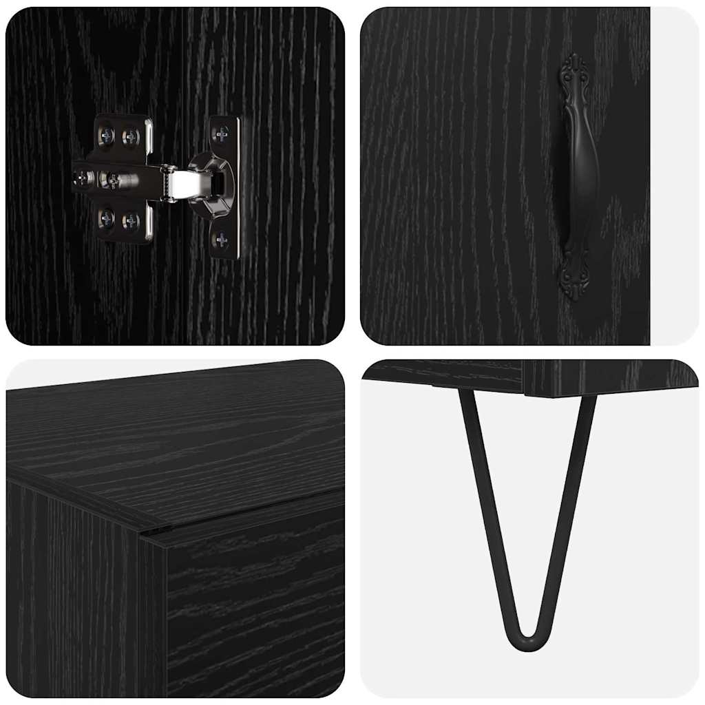 Bufet Stejar Negru 69,5 x 34 x 180 cm Lemn compozit — imaginea 12