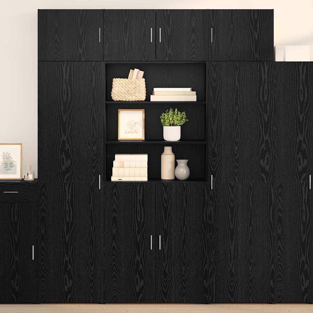 Bufet Stejar Negru 80 x 42,5 x 185 cm Lemn compozit — imaginea 2