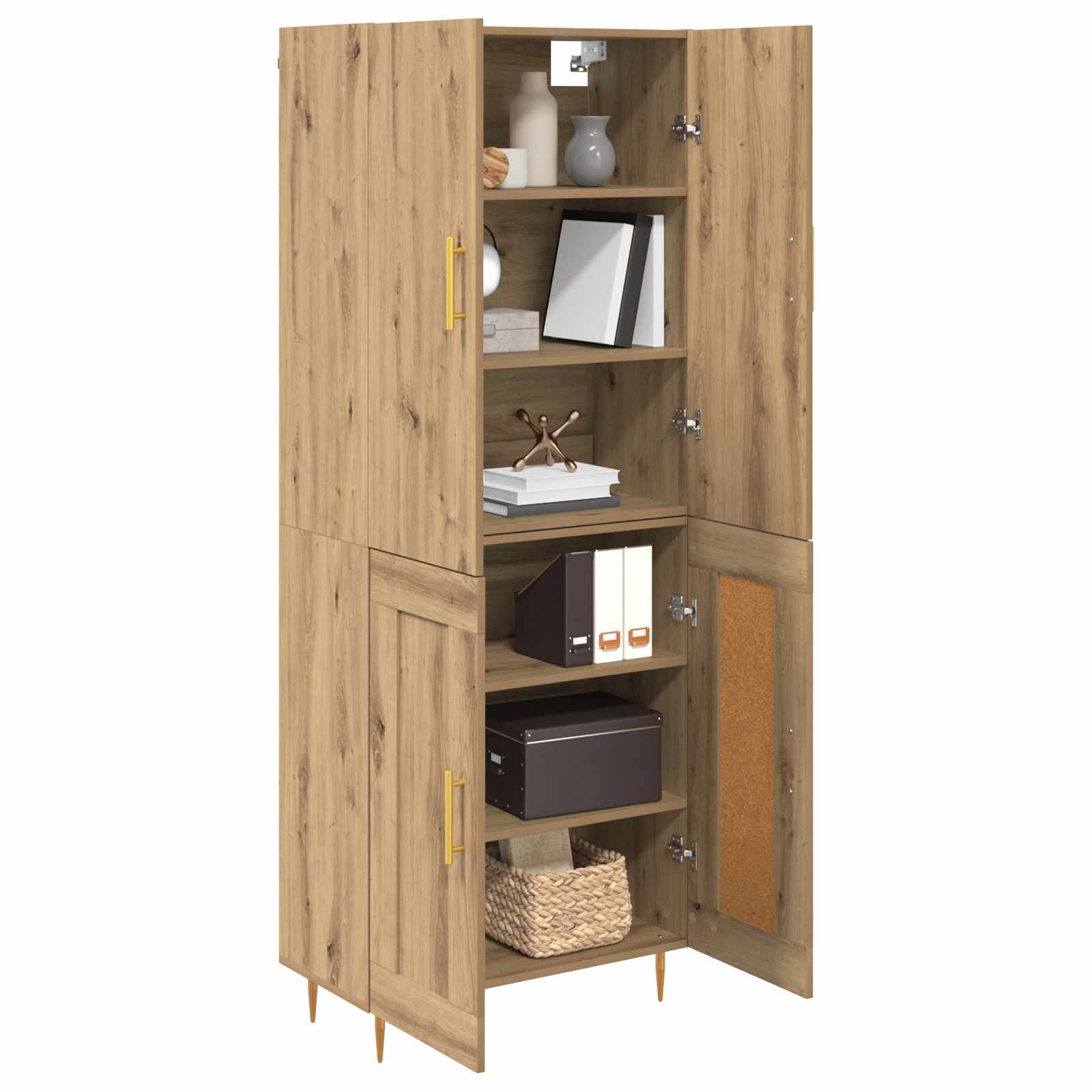 Bufet Stejar Artizanal 69,5 x 34 x 180 cm Lemn compozit — imaginea 3