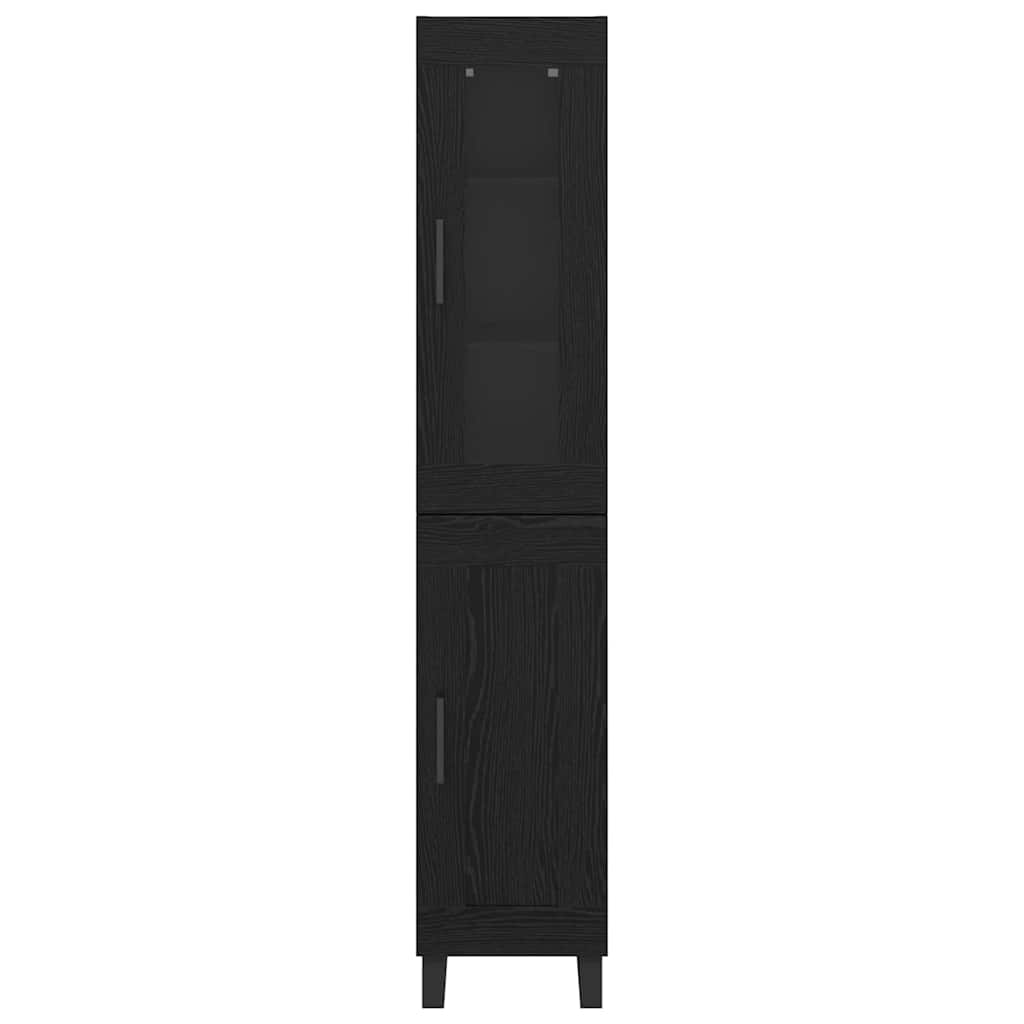 Bufet Stejar Negru 69,5 x 34 x 180 cm Lemn compozit — imaginea 9