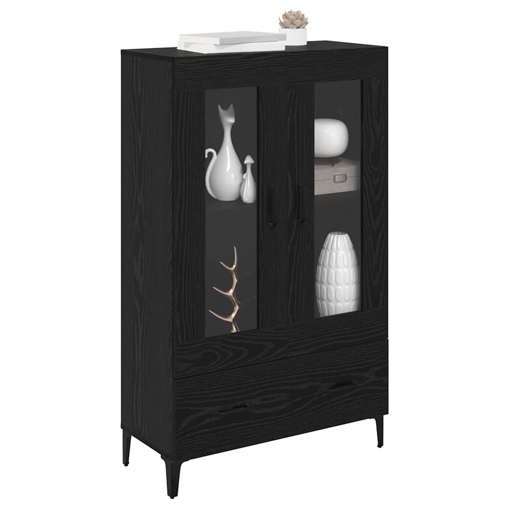 Bufet Stejar Negru 70 x 31 x 115 cm Lemn Ingineresc si Fier — imaginea 4