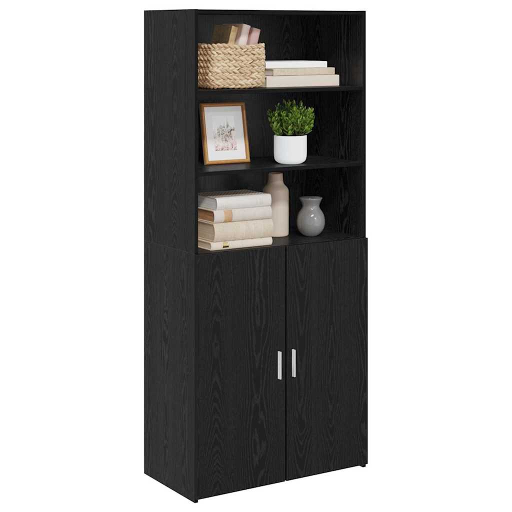Bufet Stejar Negru 80 x 42,5 x 185 cm Lemn compozit — imaginea 4