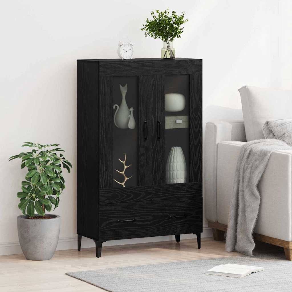 Bufet Stejar Negru 70 x 31 x 115 cm Lemn Ingineresc si Fier — imaginea 5