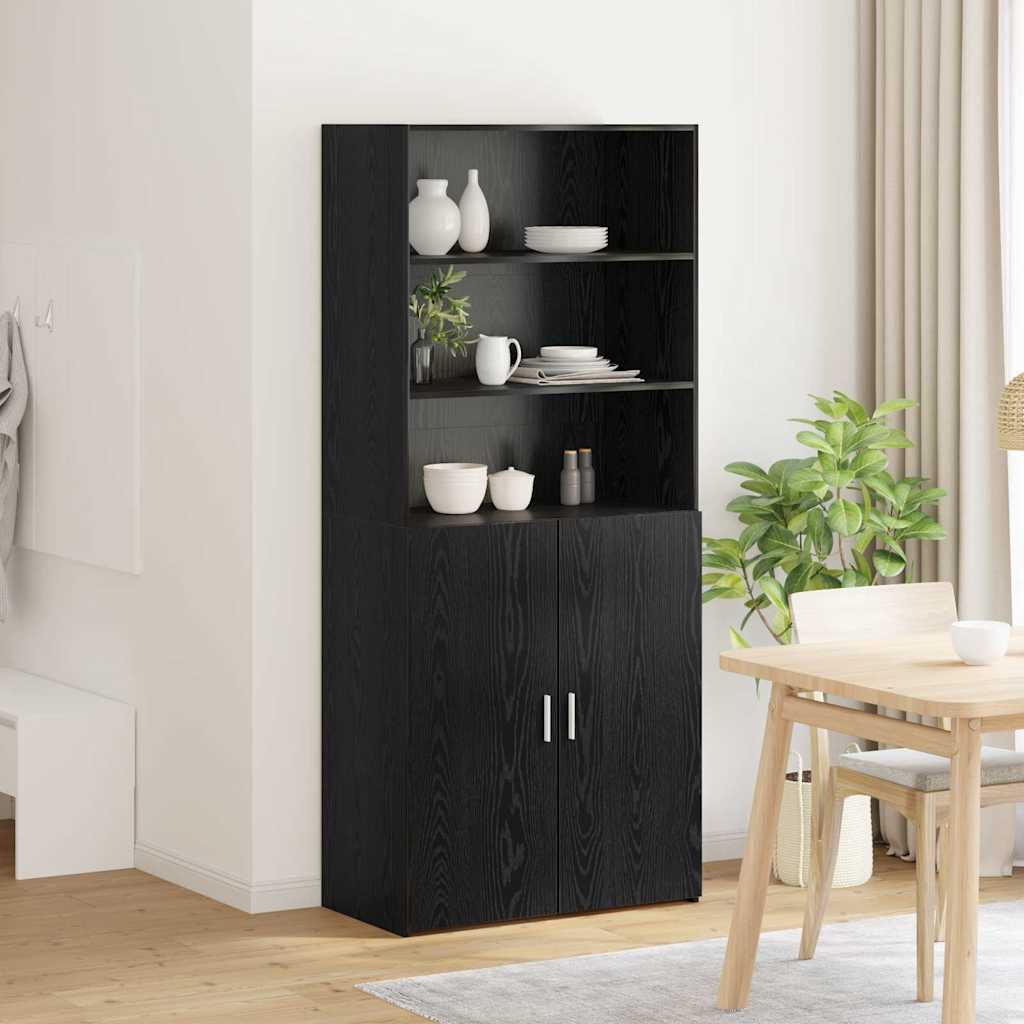 Bufet Stejar Negru 80 x 42,5 x 185 cm Lemn compozit — imaginea 5