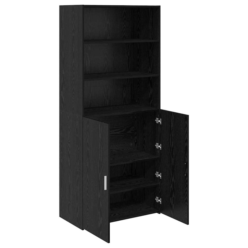 Bufet Stejar Negru 80 x 42,5 x 185 cm Lemn compozit — imaginea 6
