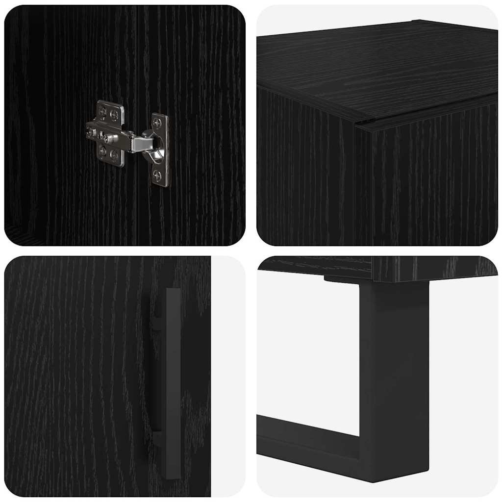 Bufet Stejar Negru 69,5 x 34 x 180 cm Lemn compozit — imaginea 11
