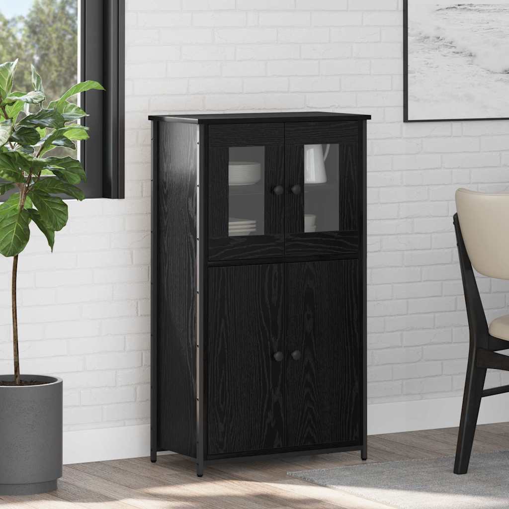 Bufet Stejar Negru 62 x 32 x 106,5 cm Lemn compozit — imaginea 2
